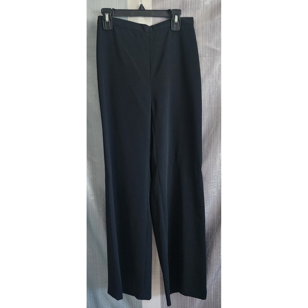 Nicole Miller Collection Black Wide Leg Trousers High Rise Sleek Fluid Chic 2
